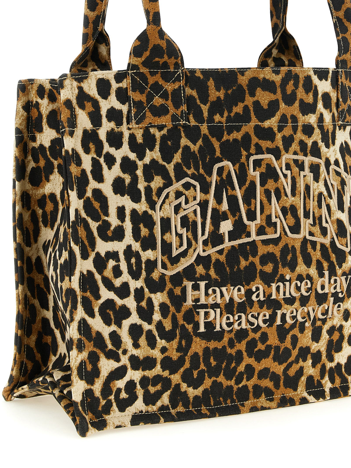Ganni Brown Recycled Cotton Tote Bag
