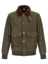 Brunello Cucinelli Bicolor Lamb Leather Leather Jacket