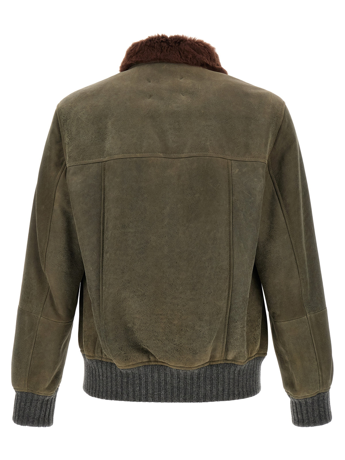Brunello Cucinelli Bicolor Lamb Leather Leather Jacket