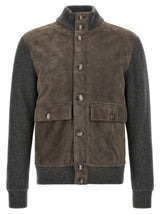 Brunello Cucinelli Gray Lamb Leather Leather Jacket