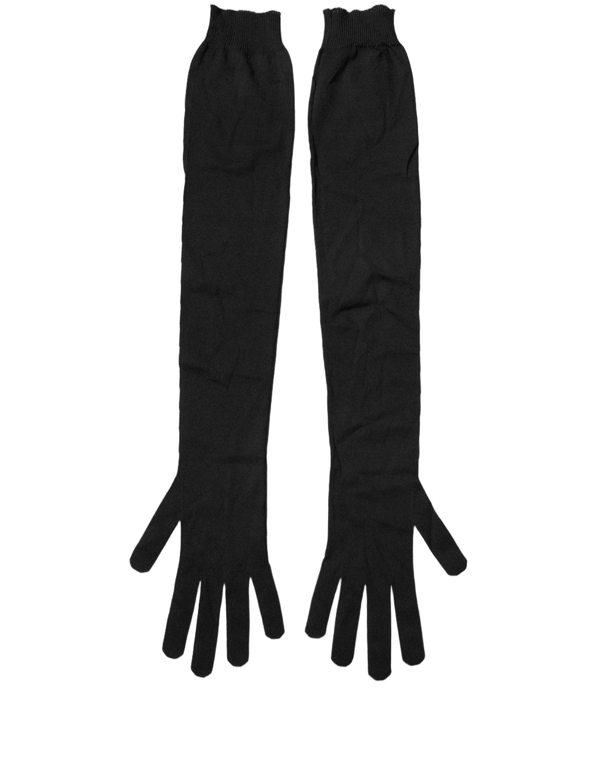 Dolce & Gabbana Black Polyester Long Elbow Length Gloves
