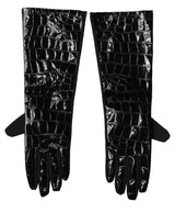 Dolce & Gabbana Black Polyester Patterned Short Length Gloves