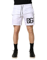 Dolce & Gabbana White DG Logo Men Drawstring Shorts Swimwear
