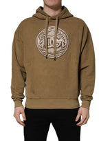 Dolce & Gabbana Brown Embossed Logo Hooded Sweatshirt Sweater