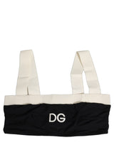 Dolce & Gabbana Black White Cotton Stretch Bikini Top Swimwear