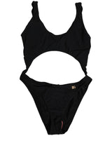 Dolce & Gabbana Black Cutout Logo One Piece Swimsuit Swimwear