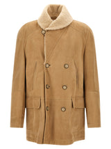Brunello Cucinelli Beige Lamb Leather Leather Jacket