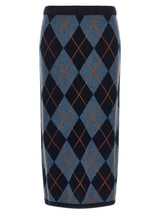 Twinset Blue Viscose Midi Skirt