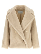 Max Mara White Alpaca Leather Coat