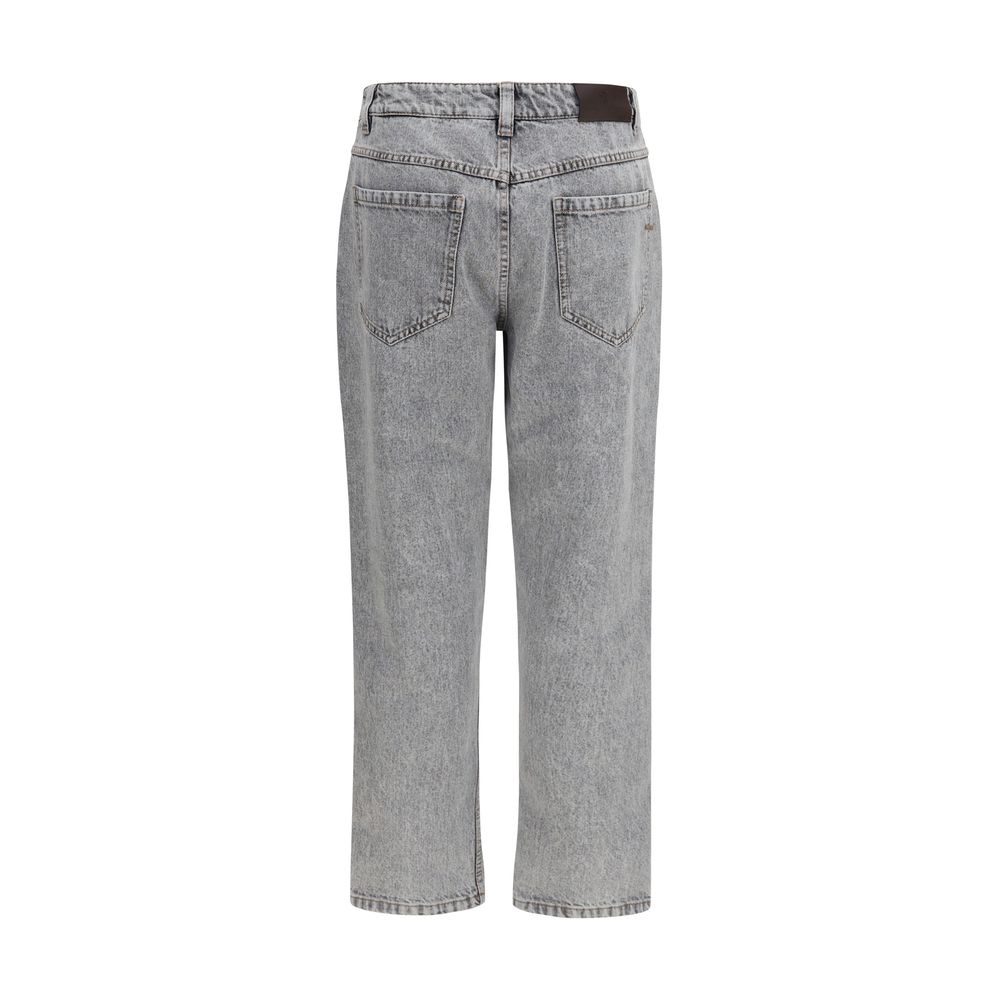Brunello Cucinelli Gray Cotton Straight-Leg Jeans