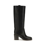 Brunello Cucinelli Black Calf Leather Bos Taurus High Heel Boots