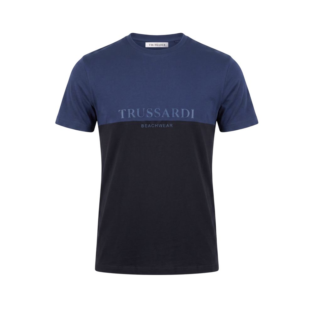 Trussardi Beachwear Blue Cotton Men T-Shirt