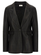 P.A.R.O.S.H. Black Lamb Leather Blazer