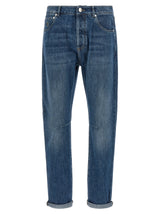 Brunello Cucinelli Blue Cotton Straight-Leg Jeans for Men