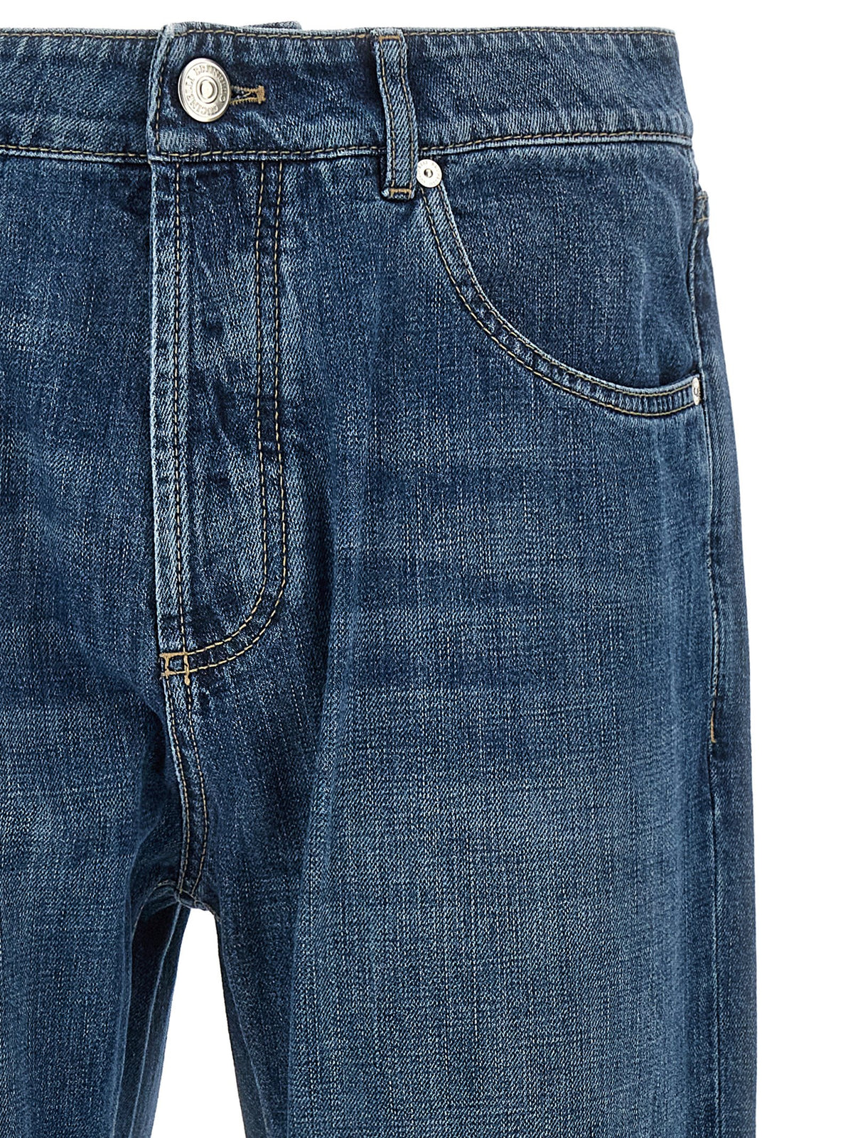 Brunello Cucinelli Blue Cotton Straight-Leg Jeans for Men
