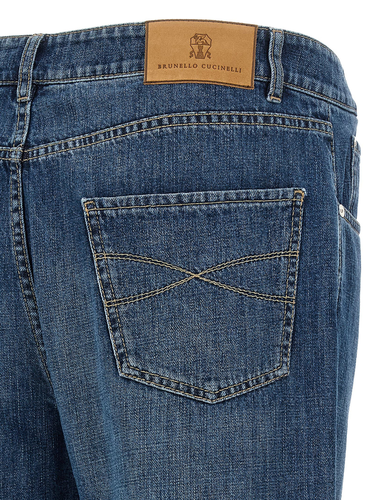 Brunello Cucinelli Blue Cotton Straight-Leg Jeans for Men