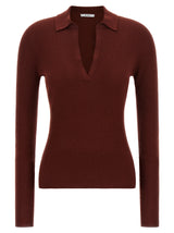 Max Mara Bordeaux Cashmere Polo Shirt