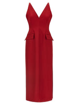 Sportmax Red Acetate Long Dress