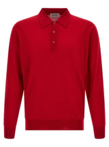 JOHN SMEDLEY Red Merino Wool Polo Shirt