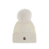 Moncler White Wool Oves Aries Beanie