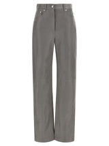 Sportmax Gray Lamb Leather Casual Pants