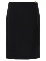 Versace Black Virgin Wool Midi Skirt