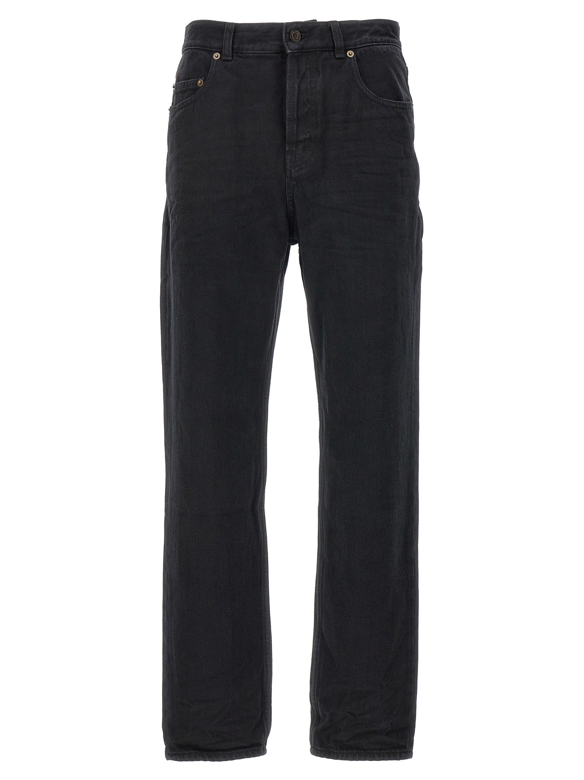 Saint Laurent Black Cotton Straight-Leg Jeans