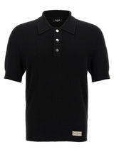 Balmain Black Merino Wool Polo Shirt