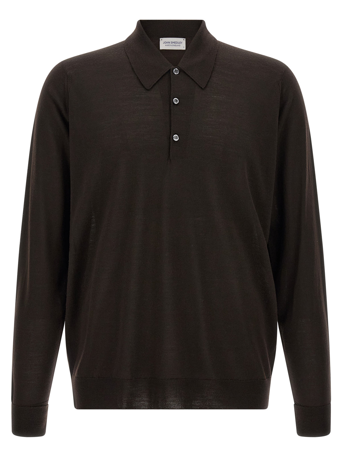 JOHN SMEDLEY Brown Merino Wool Polo Shirt