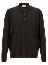 JOHN SMEDLEY Brown Merino Wool Polo Shirt