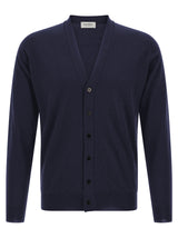 JOHN SMEDLEY Blue Merino Wool Cardigan