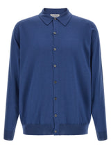 JOHN SMEDLEY Blue Merino Wool Blouse