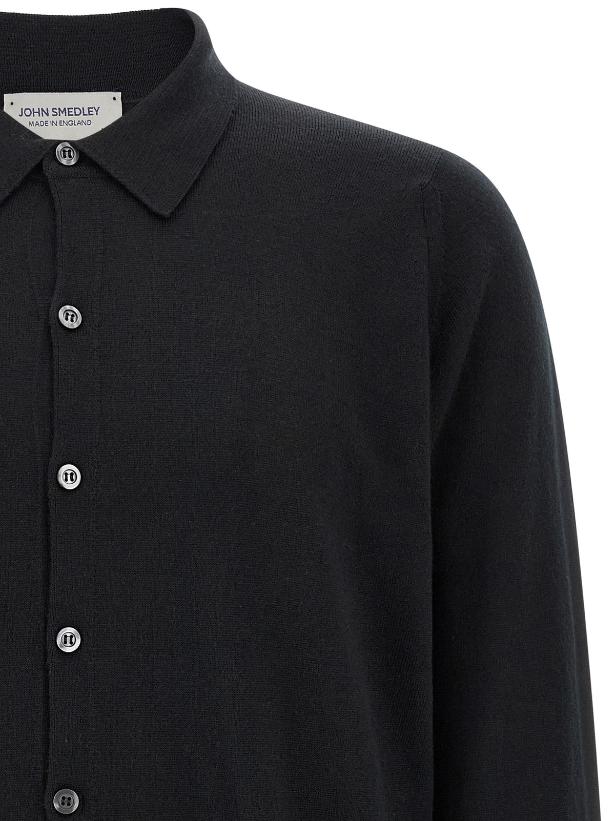 JOHN SMEDLEY Black Merino Wool Blouse