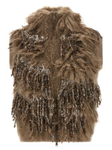 Brunello Cucinelli Brown Wool Sleeveless Jacket