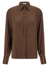 Brunello Cucinelli Brown Silk Blouse