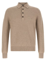 ZEGNA Beige Cashmere Polo Shirt