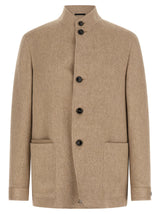 ZEGNA Beige Cashmere Full-Length Jacket