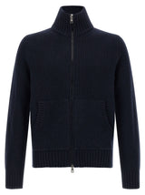 Moncler Blue Virgin Wool Cardigan
