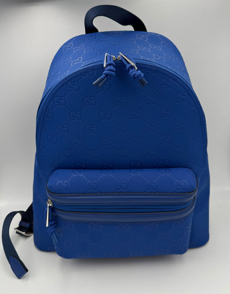 Gucci GUCCI GG Leather Blue Backpack - Elegant & Spacious