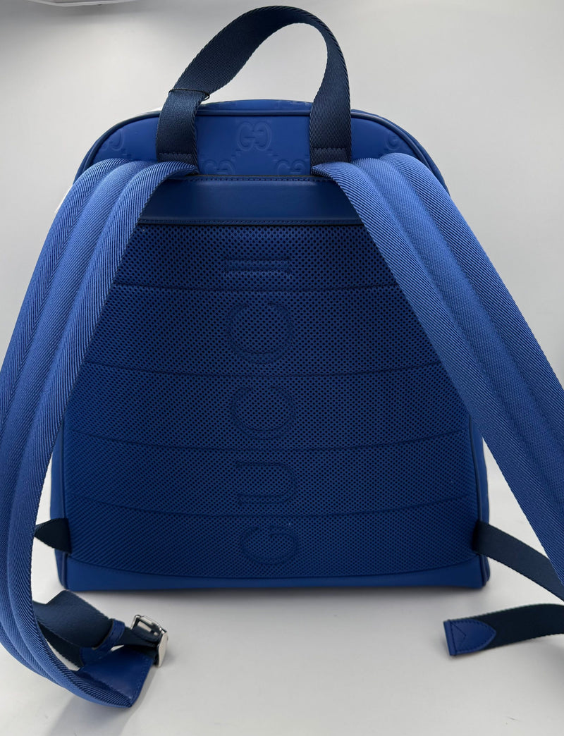 Gucci GUCCI GG Leather Blue Backpack - Elegant & Spacious