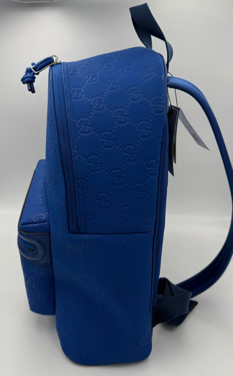 Gucci GUCCI GG Leather Blue Backpack - Elegant & Spacious