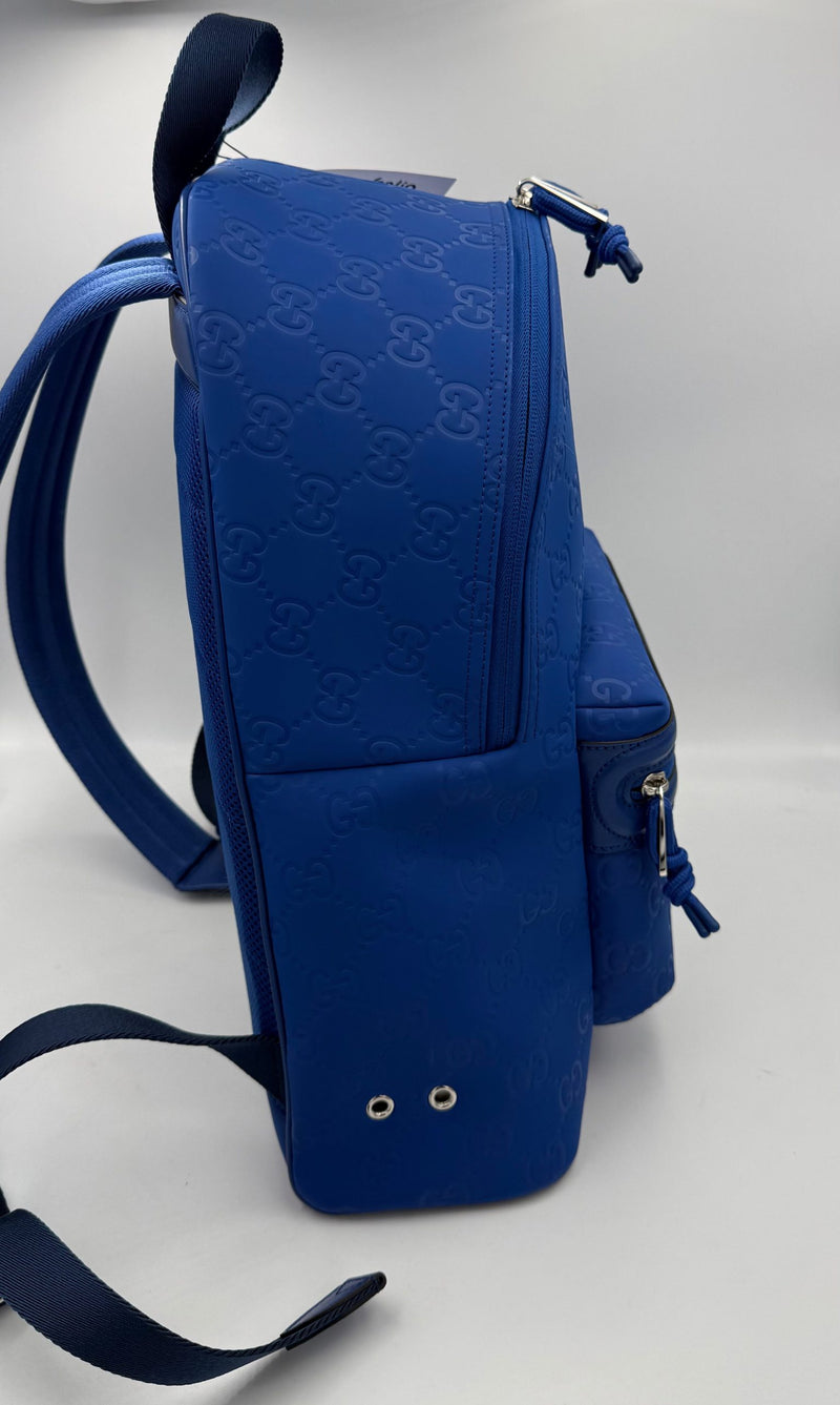 Gucci GUCCI GG Leather Blue Backpack - Elegant & Spacious