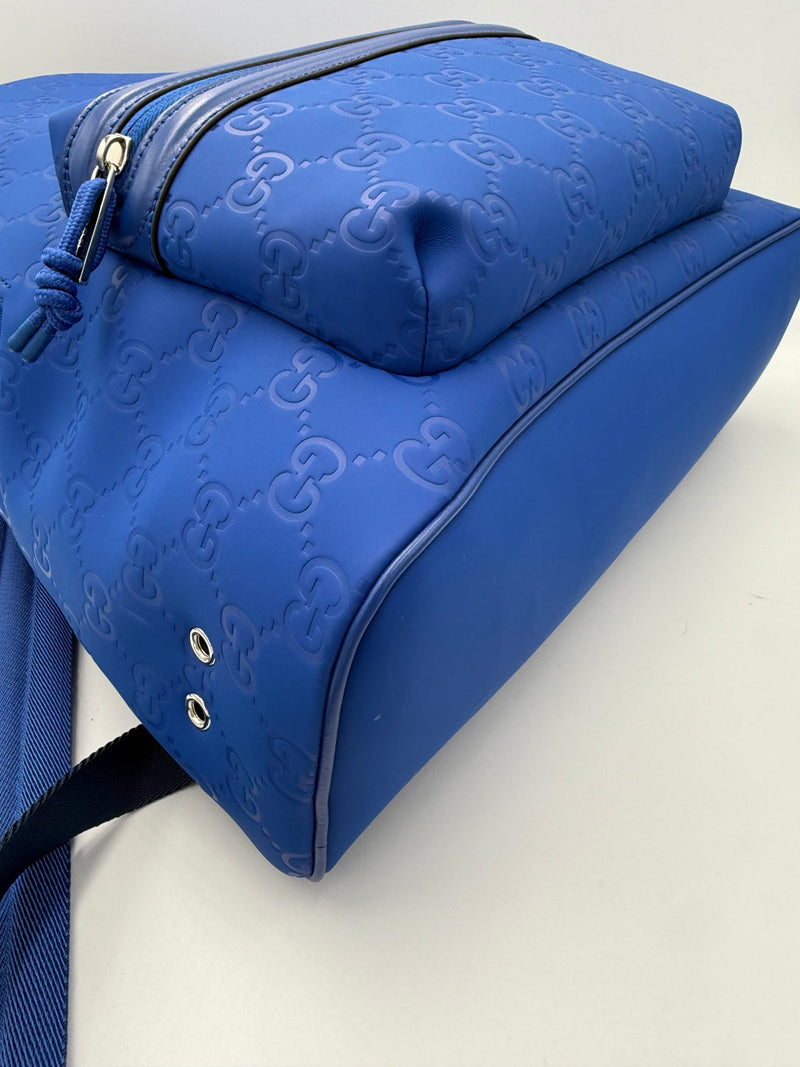 Gucci GUCCI GG Leather Blue Backpack - Elegant & Spacious
