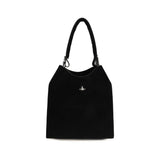 Vivienne Westwood Lottie Black Suede Leather Shoulder Bag