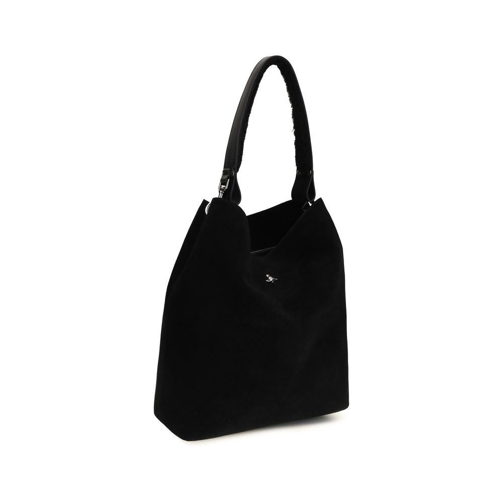 Vivienne Westwood Lottie Black Suede Leather Shoulder Bag