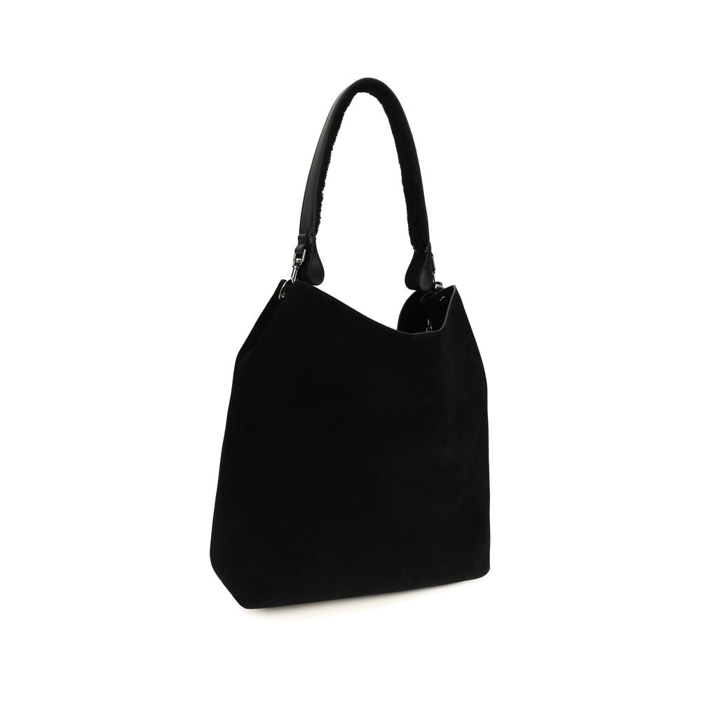 Vivienne Westwood Lottie Black Suede Leather Shoulder Bag