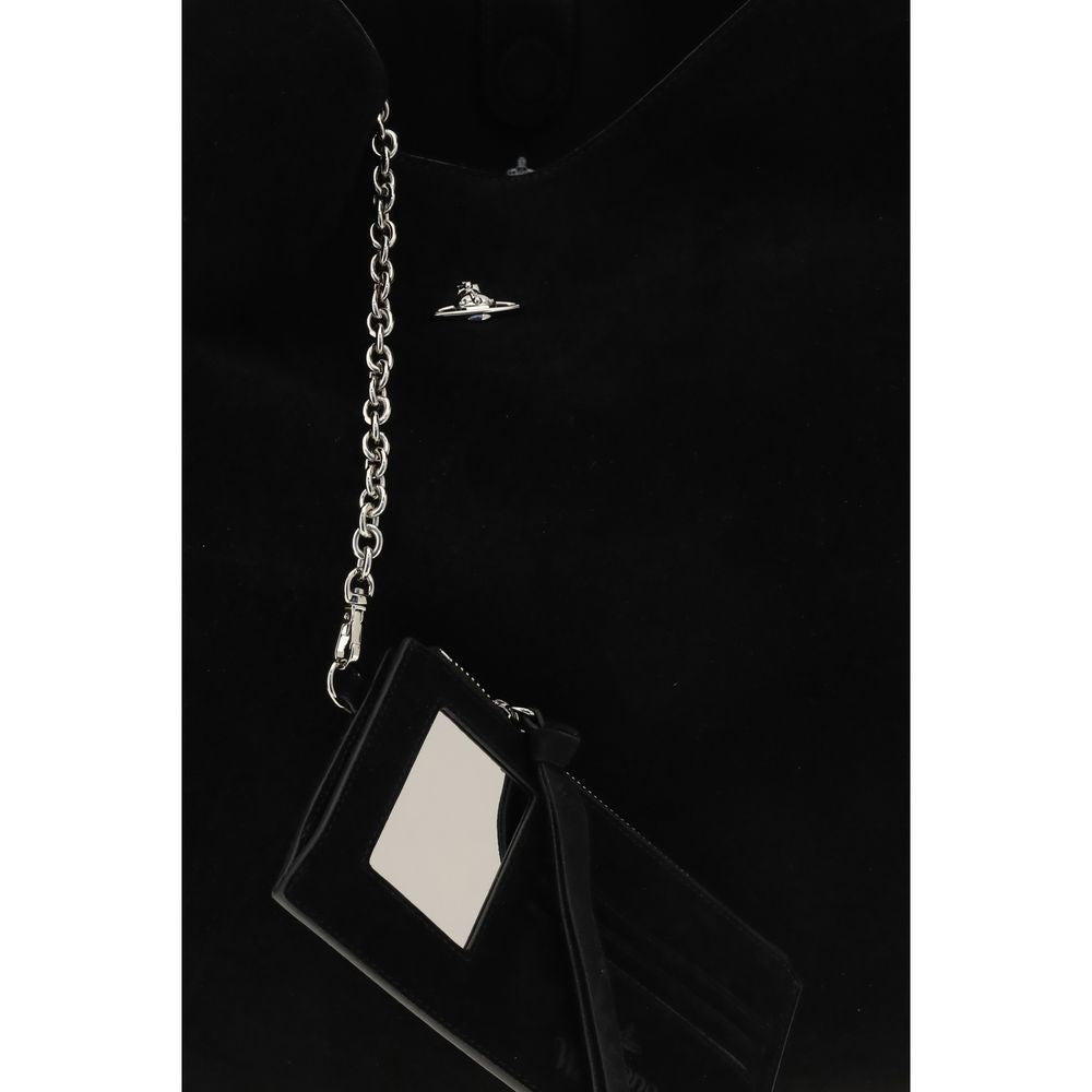 Vivienne Westwood Lottie Black Suede Leather Shoulder Bag