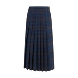 Burberry Blue Polyester Long Skirt - Pleated Check Design