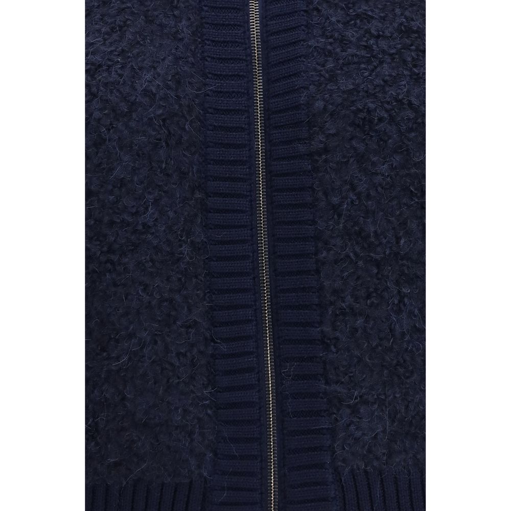 Jacob Cohen Cardigan en Alpaga Vicugna Pacos Bleu