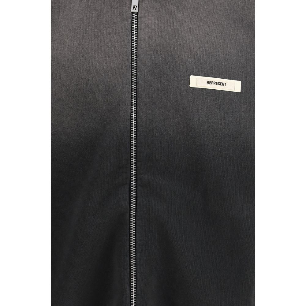 Represent Gray Cotton Hooded Sweatshirt with Gradient Finish